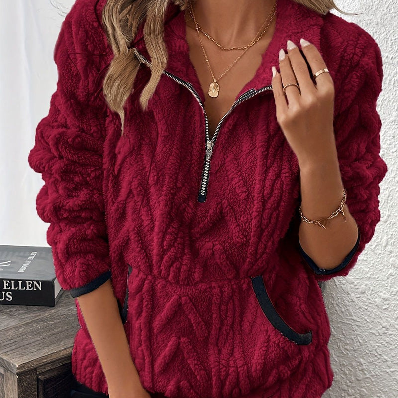 ☀️Half-Zip Fuzzy Sweatshirt🍂 | Cloud-Soft + Roomy Pockets – Comfy Daily/Lounge