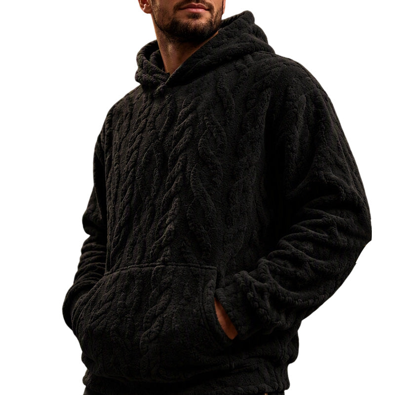 🧥Men's Winter Lined Hoodie Jacquard Pattern Long Sleeve Pullover Sweatshirt for Casual Outdoor Wear