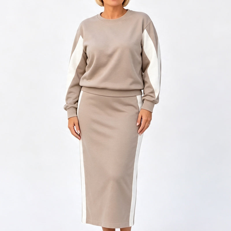 👗 Women's Knit Two-Piece Sweatshirt & Midi Skirt Set | Cozy & Coordinated – Effortless Chic for Everyday ✨