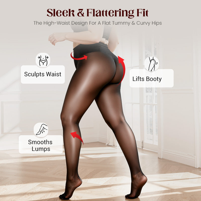 ✨ Buy 1 Get 1 FREE!❤️Transparent High-Waisted Shiny Sheer Tights for Women - Sheer & Comfortable