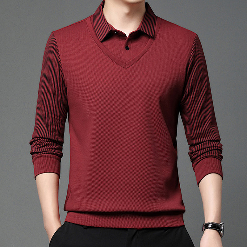 👕Men's False Two-Piece Long Sleeve Top – Smart Casual Two-Piece Look Without The Fuss
