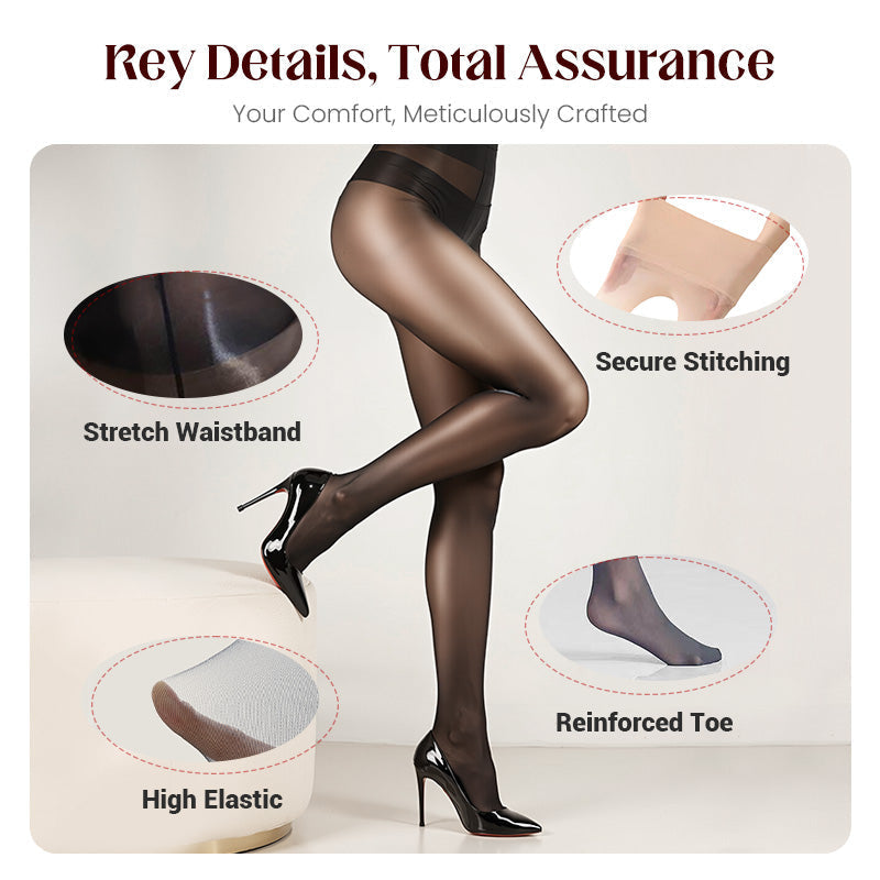 ✨ Buy 1 Get 1 FREE!❤️Transparent High-Waisted Shiny Sheer Tights for Women - Sheer & Comfortable