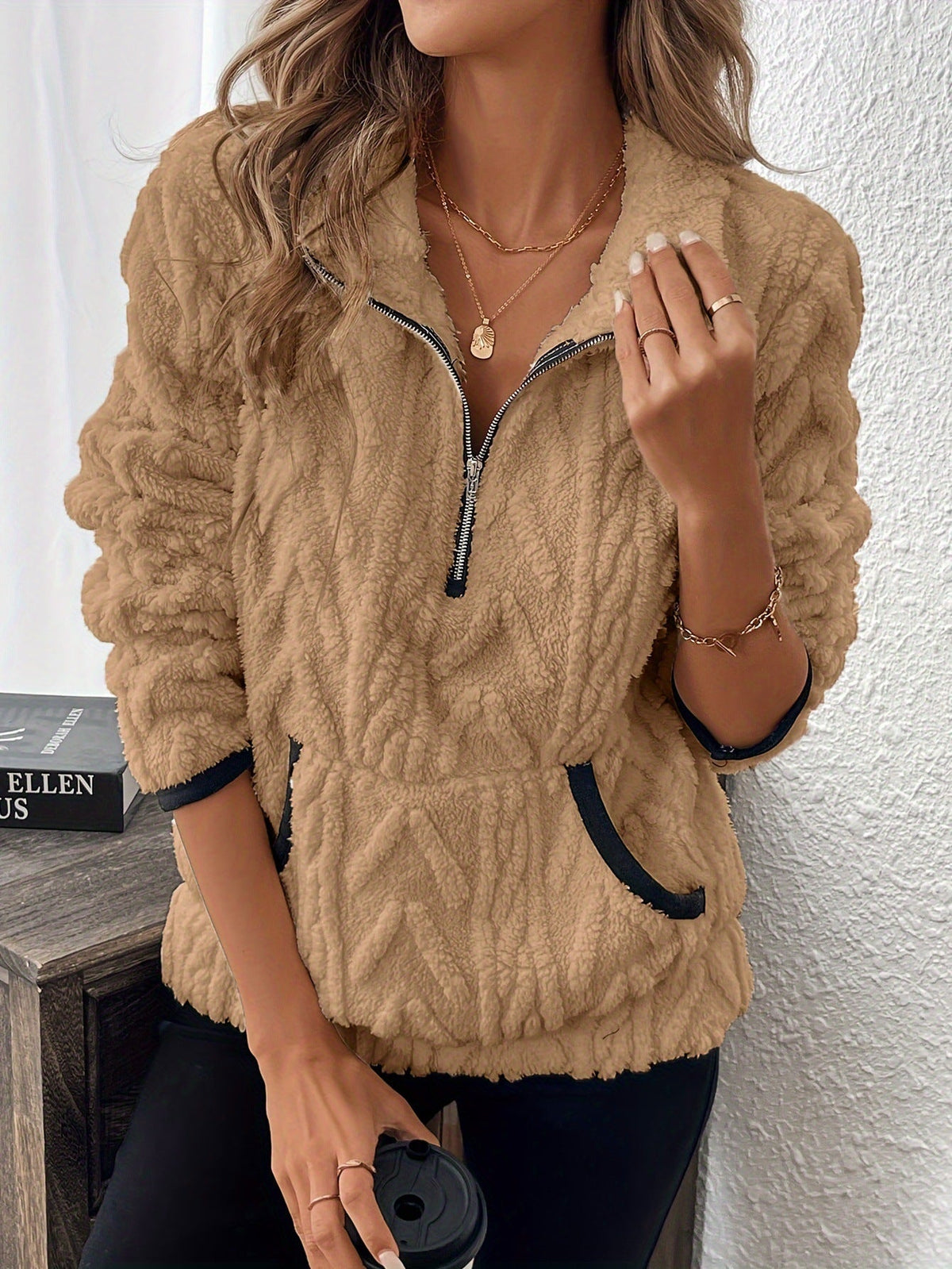 ☀️Half-Zip Fuzzy Sweatshirt🍂 | Cloud-Soft + Roomy Pockets – Comfy Daily/Lounge