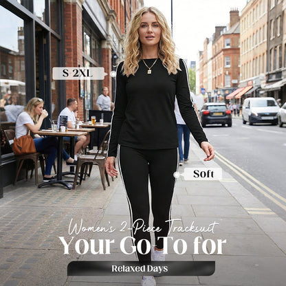 💖Black Friday Mega Deal – 50% off!💖 👕 Women's 2-Piece Long Sleeve Tracksuit Set – Minimalist Design, Easy to Style ✨