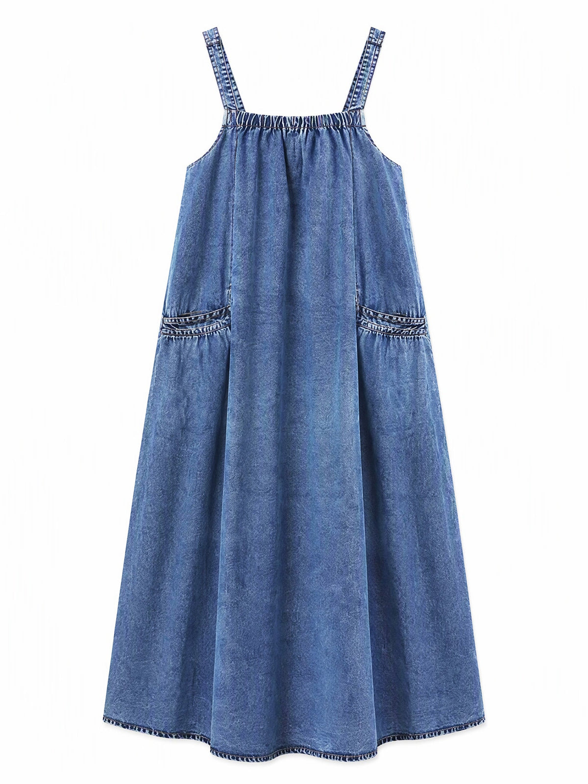 👗 Relaxed Denim, Freedom to Move | Women's Oversized Suspender Maxi Dress