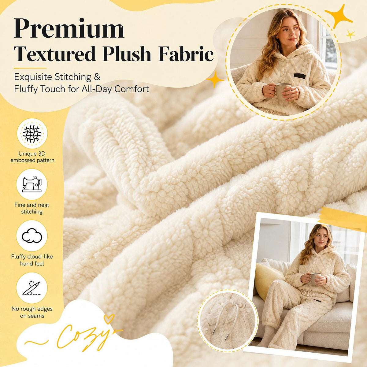 🍂 Embossed Geometric Plush Set – Timeless Comfort & Effortless Style For Every Occasion