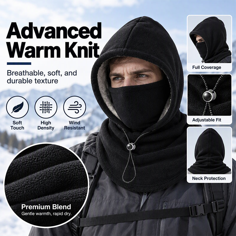 🔥 ❄️ Warm Balaclava with Adjustable Drawstring – Face and Neck Protection