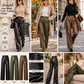 👖 Women's High-Stretch Faux Leather Trousers with Flattering High-Waist & Straight-Leg Fit ✨