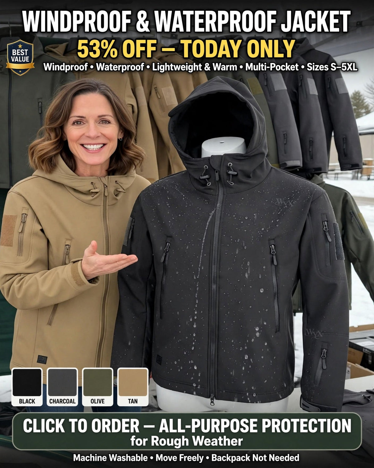 🔥LAST DAY SALE 50% OFF💥 Built for Wind & Rain🌧️Men's Waterproof Insulated Outdoor Jacket