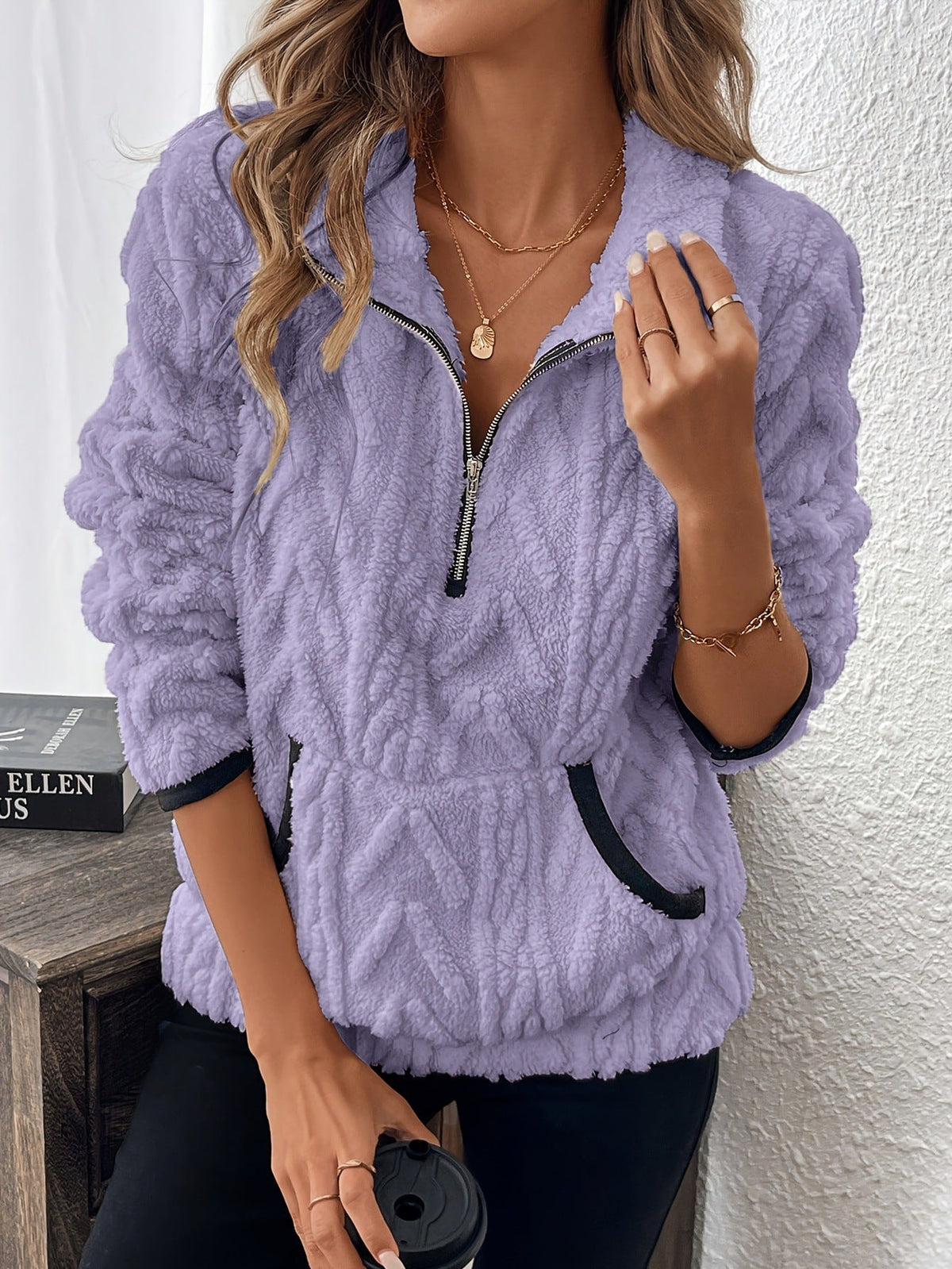 ☀️Half-Zip Fuzzy Sweatshirt🍂 | Cloud-Soft + Roomy Pockets – Comfy Daily/Lounge
