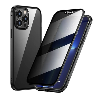iPhone用マグネット両面覗き防止ガラススマホケース
