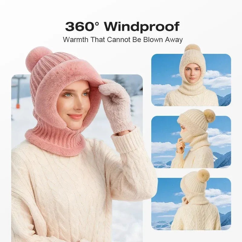 ⏰Black Friday Mega Deal – 50% OFF💖Women's Winter One-Piece Knitted Beanie Scarf Mask