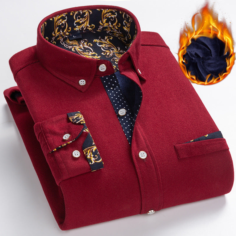 💥Men's Premium Fleece-Lined Corduroy Shirt - Winter Warmth