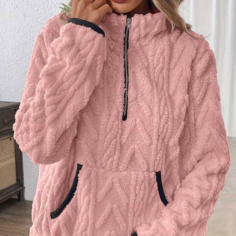☀️Half-Zip Fuzzy Sweatshirt🍂 | Cloud-Soft + Roomy Pockets – Comfy Daily/Lounge