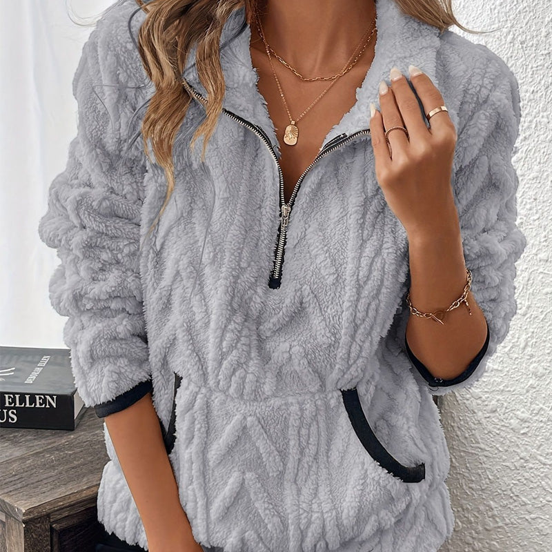 ☀️Half-Zip Fuzzy Sweatshirt🍂 | Cloud-Soft + Roomy Pockets – Comfy Daily/Lounge