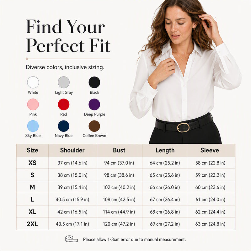 ✨Button-Down, Versatile Layering – Women's Satin Long-Sleeve Shirt ✨