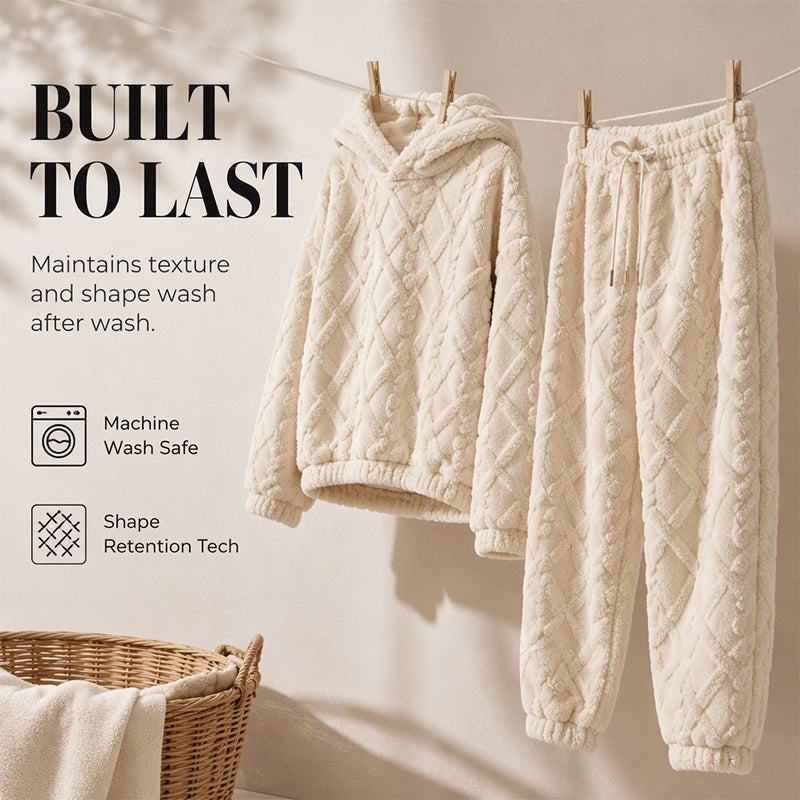 🍂 Embossed Geometric Plush Set – Timeless Comfort & Effortless Style For Every Occasion