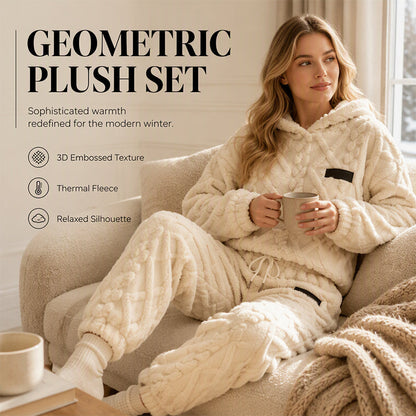 Embossed Geometric Plush Set – Warm embossed plush matching set, trendy & cozy for cold days🍂👚