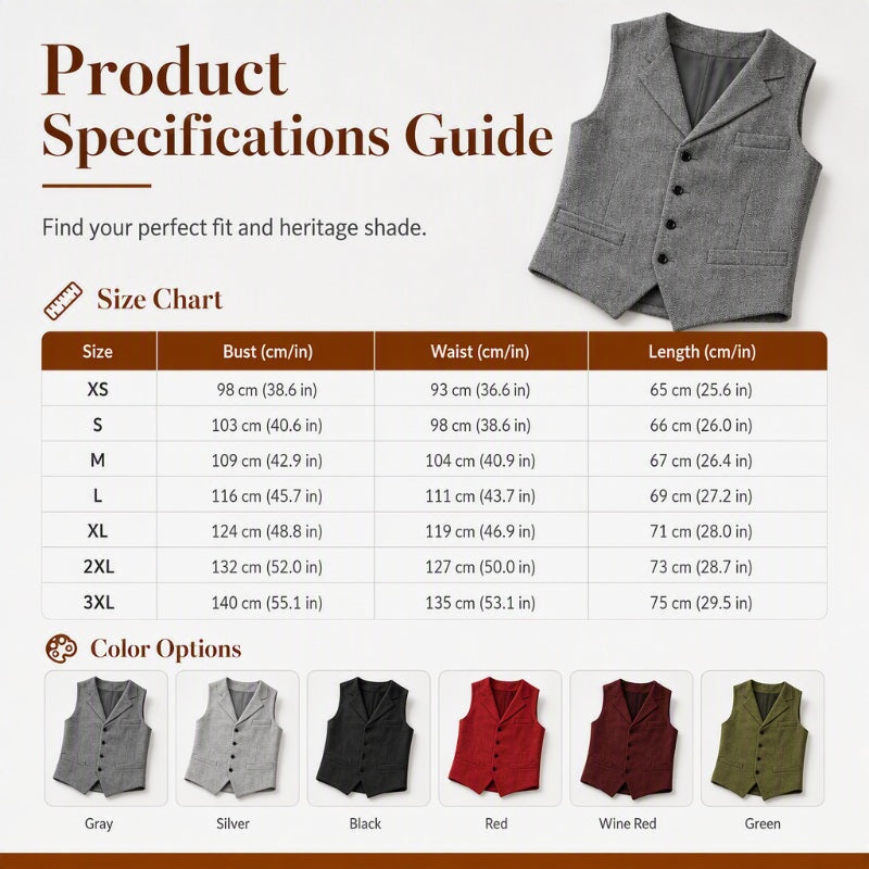 ⏳LAST DAY SALE ONLY￡19.99!🔥✨Men's Vintage Lapel Herringbone Tweed Vest👔🐴
