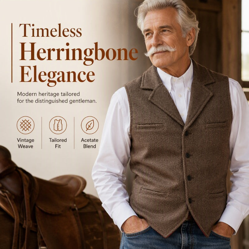 ⏳LAST DAY SALE ONLY￡19.99!🔥✨Men's Vintage Lapel Herringbone Tweed Vest👔🐴
