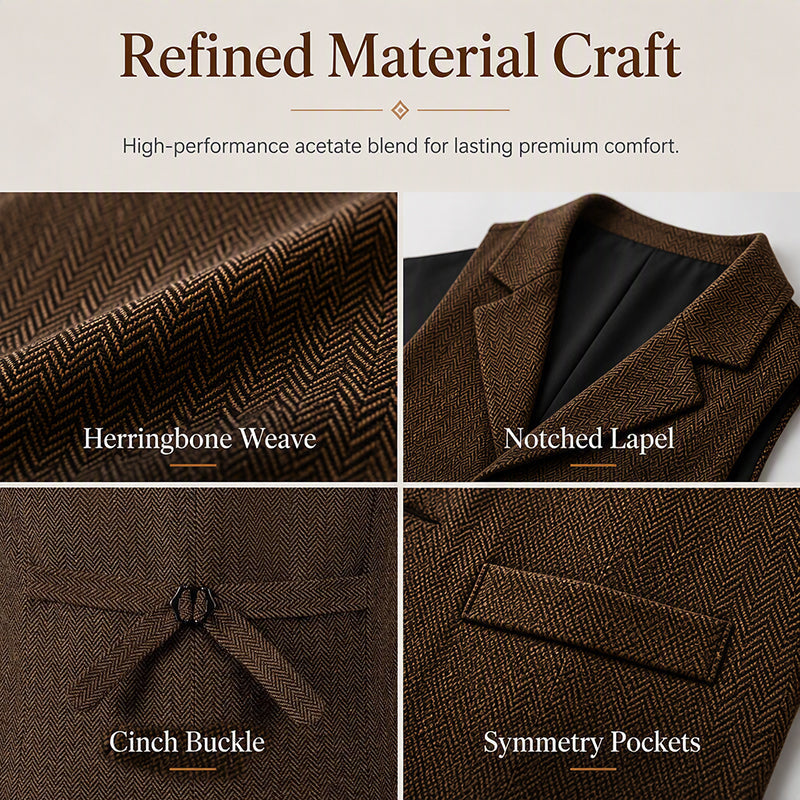 ⏳LAST DAY SALE ONLY￡19.99!🔥✨Men's Vintage Lapel Herringbone Tweed Vest👔🐴