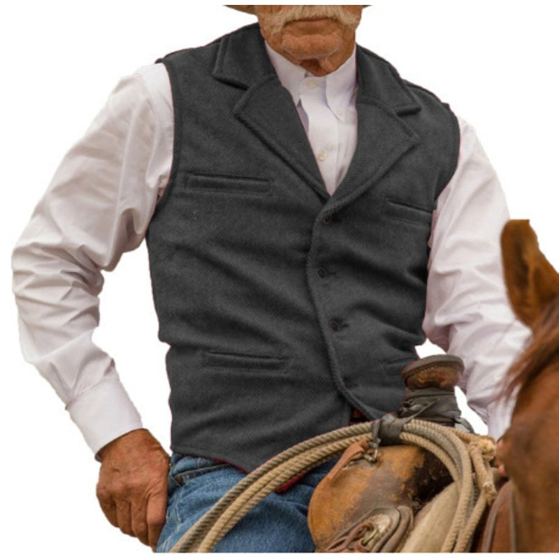 ⏳LAST DAY SALE ONLY￡19.99!🔥✨Men's Vintage Lapel Herringbone Tweed Vest👔🐴