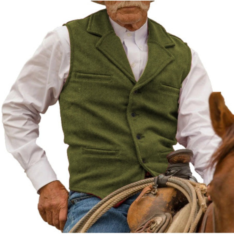 ⏳LAST DAY SALE ONLY￡19.99!🔥✨Men's Vintage Lapel Herringbone Tweed Vest👔🐴