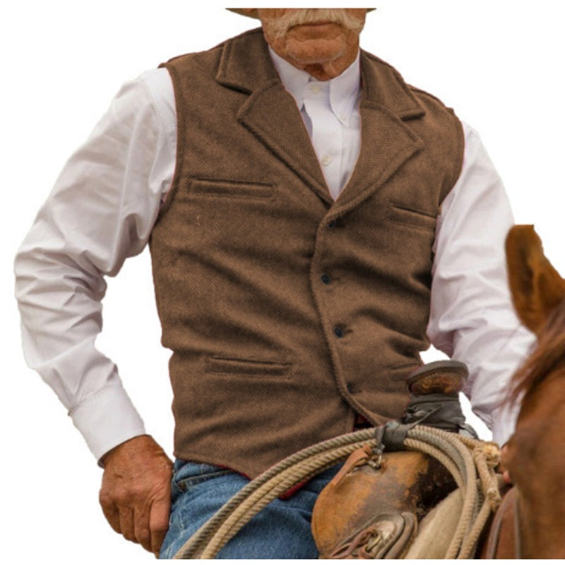 ⏳LAST DAY SALE ONLY￡19.99!🔥✨Men's Vintage Lapel Herringbone Tweed Vest👔🐴