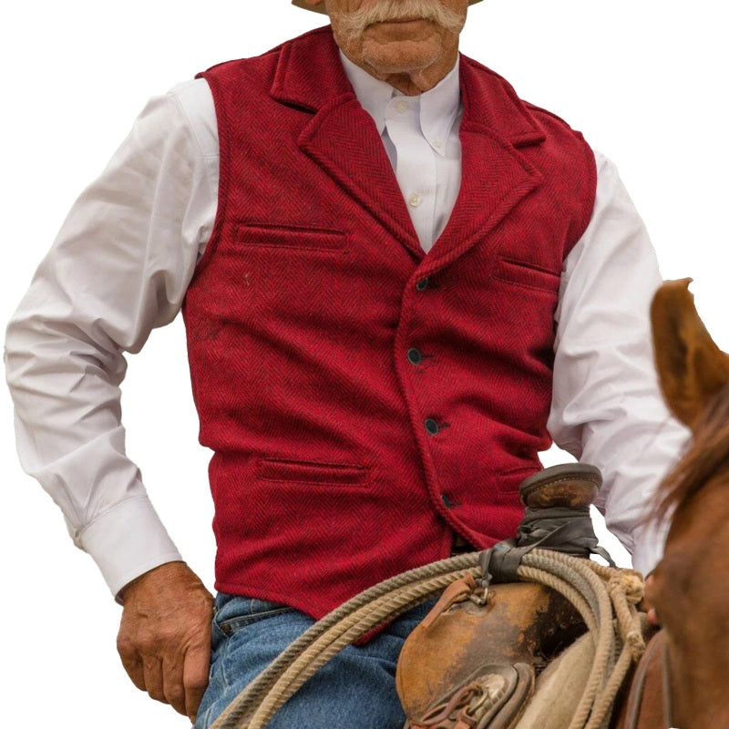 ⏳LAST DAY SALE ONLY￡19.99!🔥✨Men's Vintage Lapel Herringbone Tweed Vest👔🐴