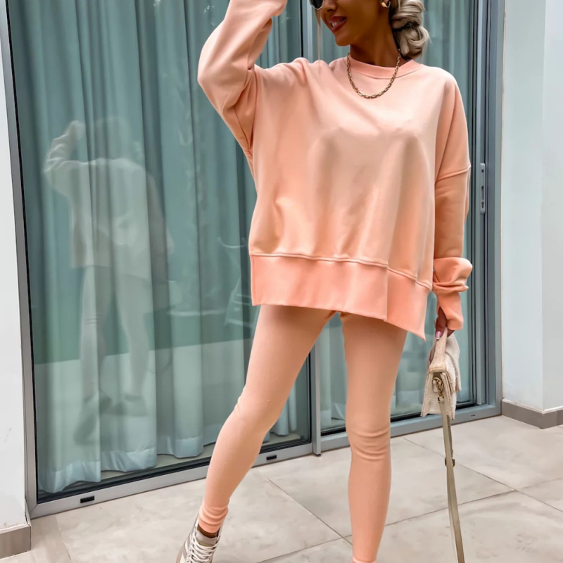 ⏳ 💖Black Friday Mega Deal – 50% off!💖 Women's Long Sleeve Printed Sweatshirt and Leggings 2-piece Set