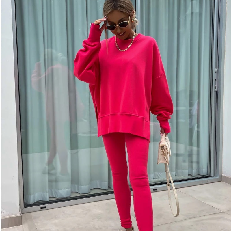 ⏳ 💖Black Friday Mega Deal – 50% off!💖 Women's Long Sleeve Printed Sweatshirt and Leggings 2-piece Set