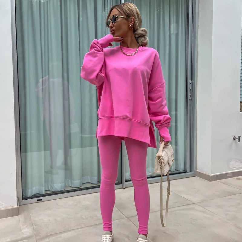 ⏳ 💖Black Friday Mega Deal – 50% off!💖 Women's Long Sleeve Printed Sweatshirt and Leggings 2-piece Set