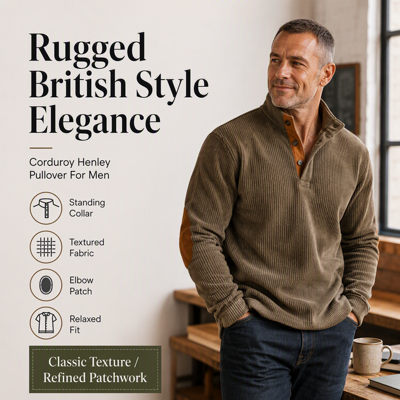 🏆Limited Time 50% Off! Men's Corduroy Stand Collar Sweatshirt