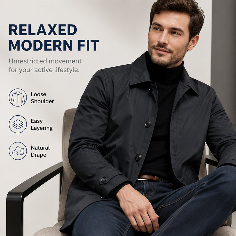 🌧️ Waterproof Coverage, Sharp Urban Style | Men's Mid-Length Trench Coat