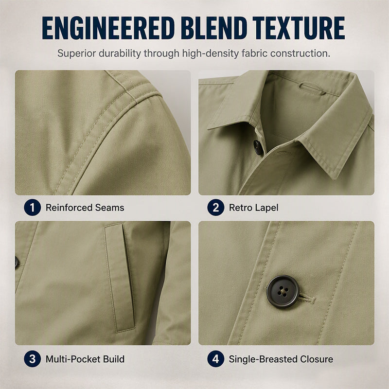 🌧️ Waterproof Coverage, Sharp Urban Style | Men's Mid-Length Trench Coat