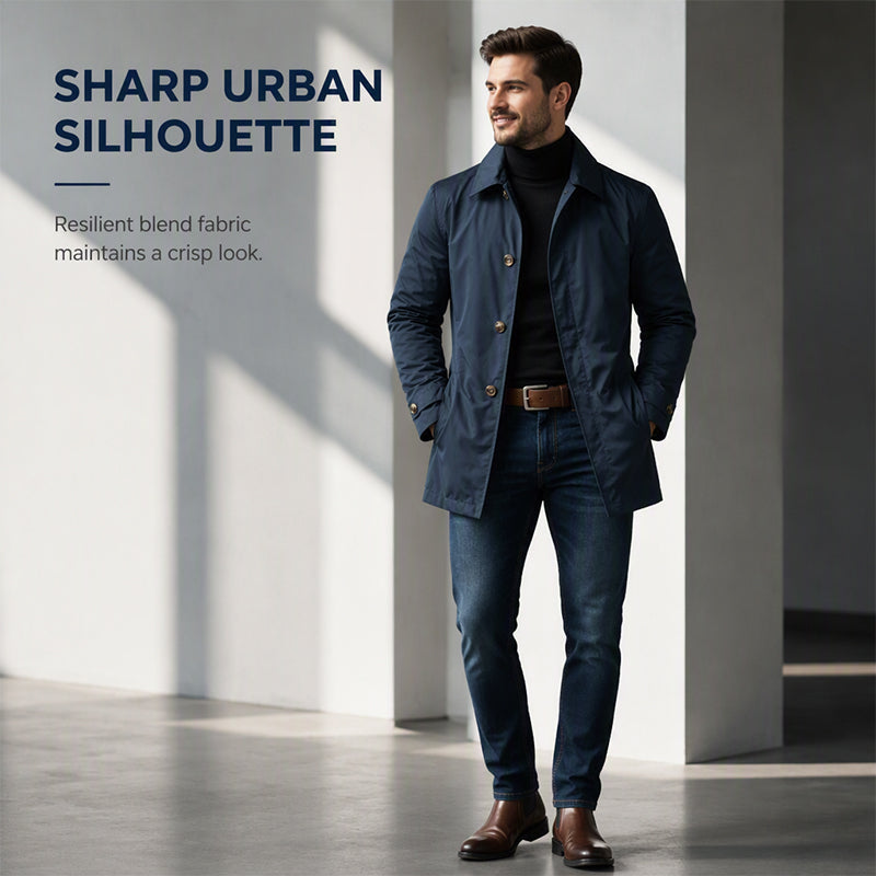 🌧️ Waterproof Coverage, Sharp Urban Style | Men's Mid-Length Trench Coat