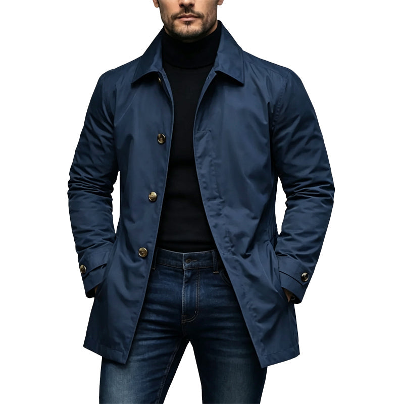 🌧️ Waterproof Coverage, Sharp Urban Style | Men's Mid-Length Trench Coat