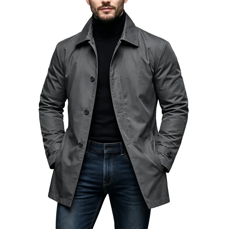 🌧️ Waterproof Coverage, Sharp Urban Style | Men's Mid-Length Trench Coat