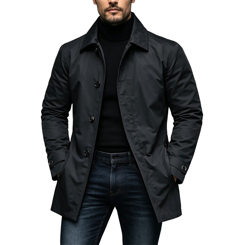 🌧️ Waterproof Coverage, Sharp Urban Style | Men's Mid-Length Trench Coat
