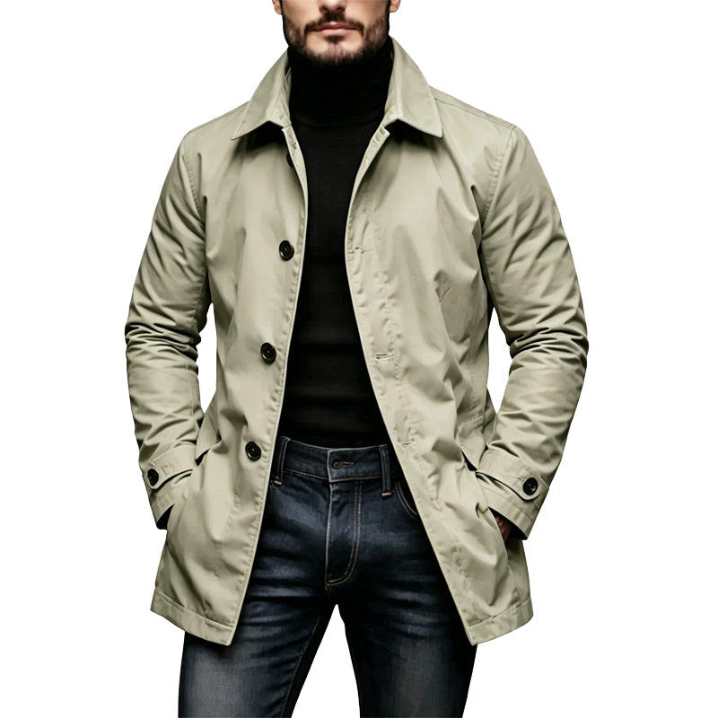 🌧️ Waterproof Coverage, Sharp Urban Style | Men's Mid-Length Trench Coat