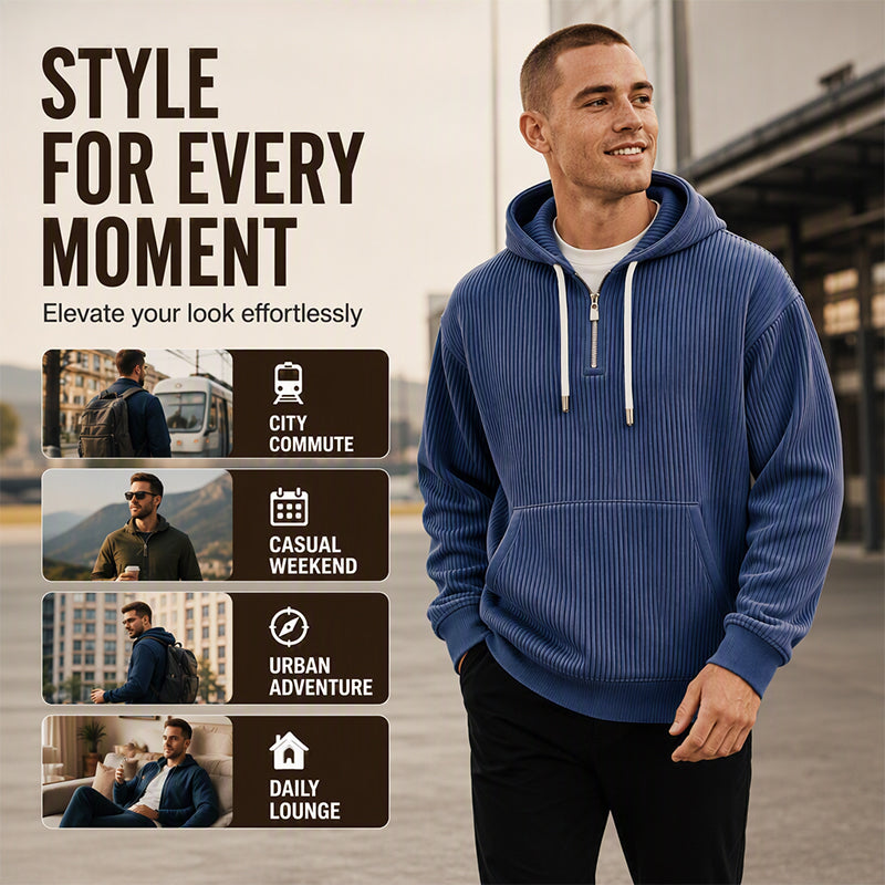 🖤Black Friday Sale🖤🛍️ Men's Casual Half-Zip Corduroy Hoodie
