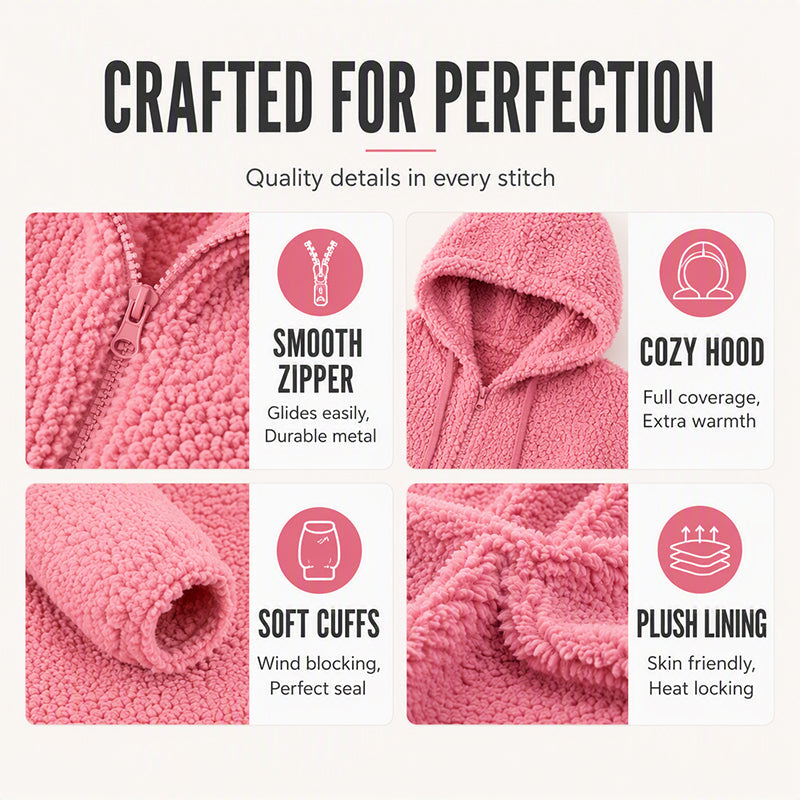 ⏳LAST DAY SALE ONLY ￡16.99!!🔥 Women’s Cosy Hooded Zip Fleece Jacket – Soft, Warm & Perfect for Everyday Life🧥