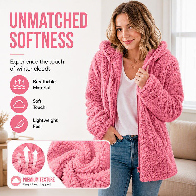 ⏳LAST DAY SALE ONLY ￡16.99!!🔥 Women’s Cosy Hooded Zip Fleece Jacket – Soft, Warm & Perfect for Everyday Life🧥