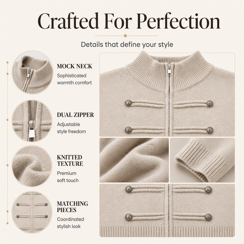 ⏳LAST DAY SALE ONLY￡25.50!🔥✨ Effortless Elegance | Women's Casual Double Zipper Sweater Jacket