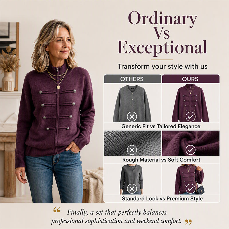 ⏳LAST DAY SALE ONLY￡25.50!🔥✨ Effortless Elegance | Women's Casual Double Zipper Sweater Jacket