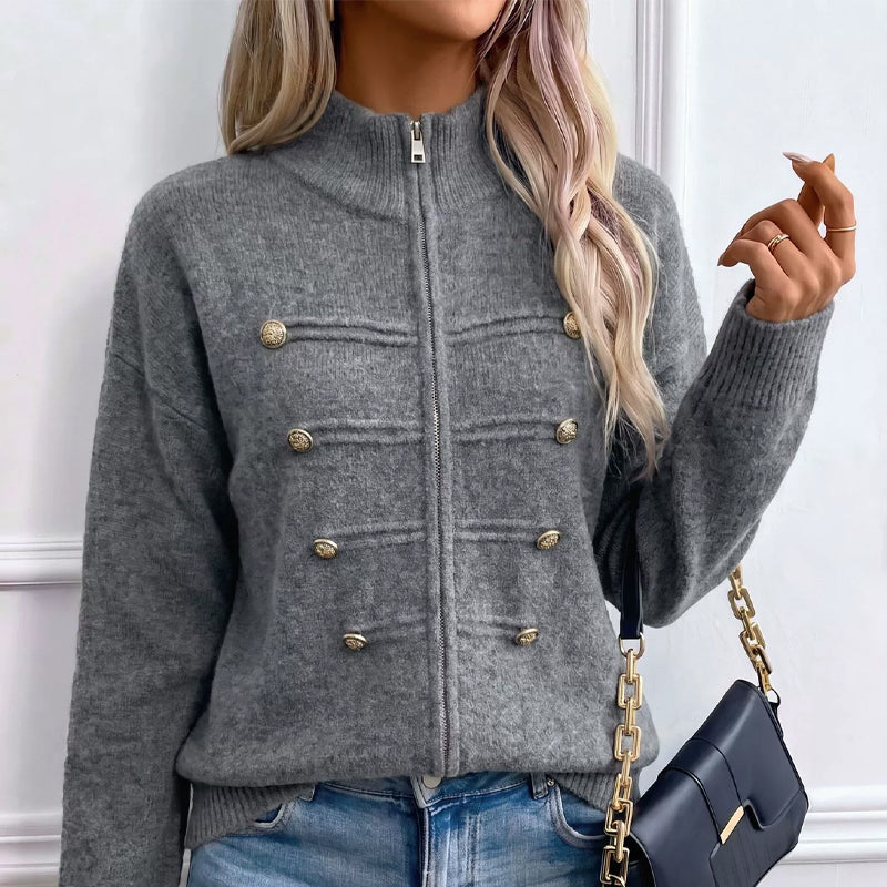 ⏳LAST DAY SALE ONLY￡25.50!🔥✨ Effortless Elegance | Women's Casual Double Zipper Sweater Jacket