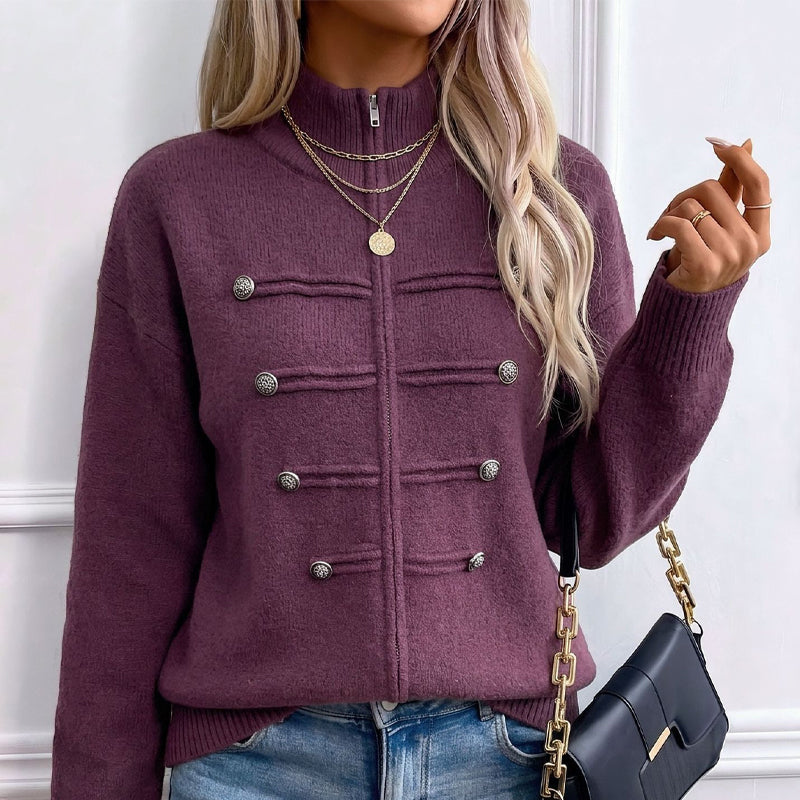 ⏳LAST DAY SALE ONLY￡25.50!🔥✨ Effortless Elegance | Women's Casual Double Zipper Sweater Jacket