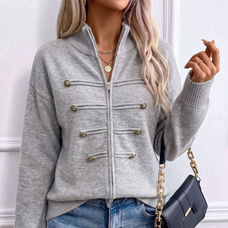 ⏳LAST DAY SALE ONLY￡25.50!🔥✨ Effortless Elegance | Women's Casual Double Zipper Sweater Jacket