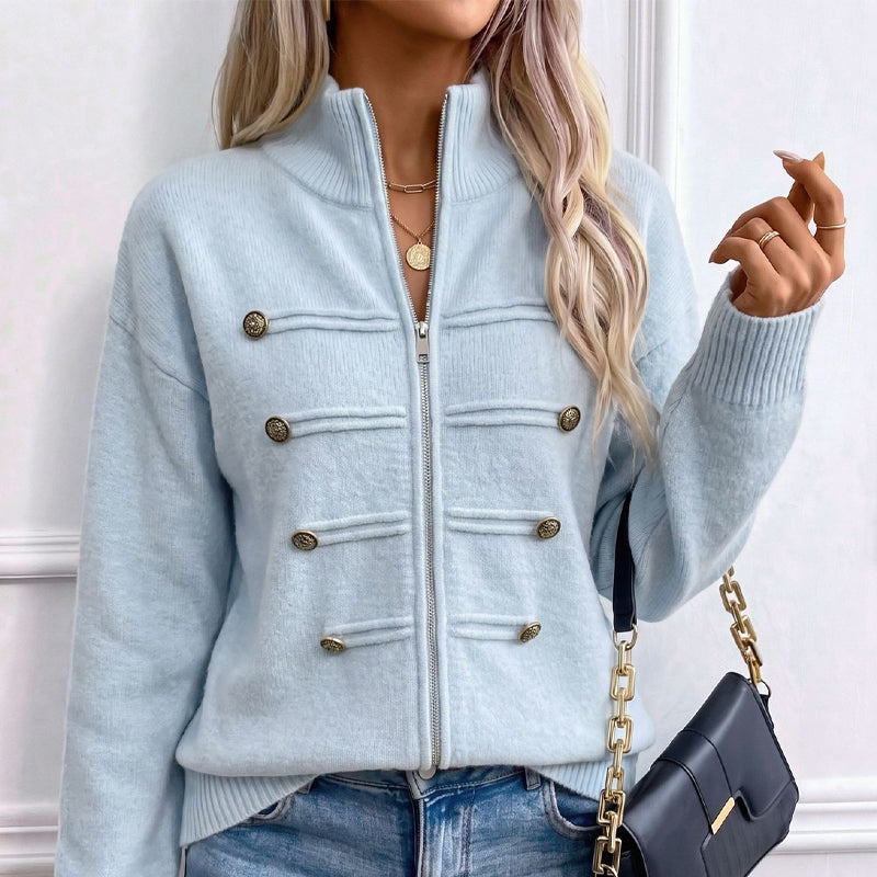 ⏳LAST DAY SALE ONLY￡25.50!🔥✨ Effortless Elegance | Women's Casual Double Zipper Sweater Jacket