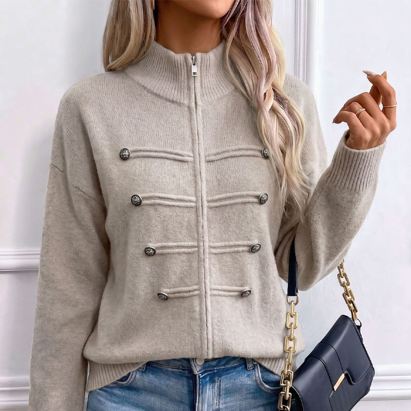 ⏳LAST DAY SALE ONLY￡25.50!🔥✨ Effortless Elegance | Women's Casual Double Zipper Sweater Jacket